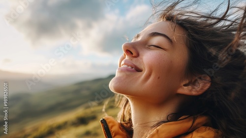 Hiker Enjoying Fresh Mountain Air