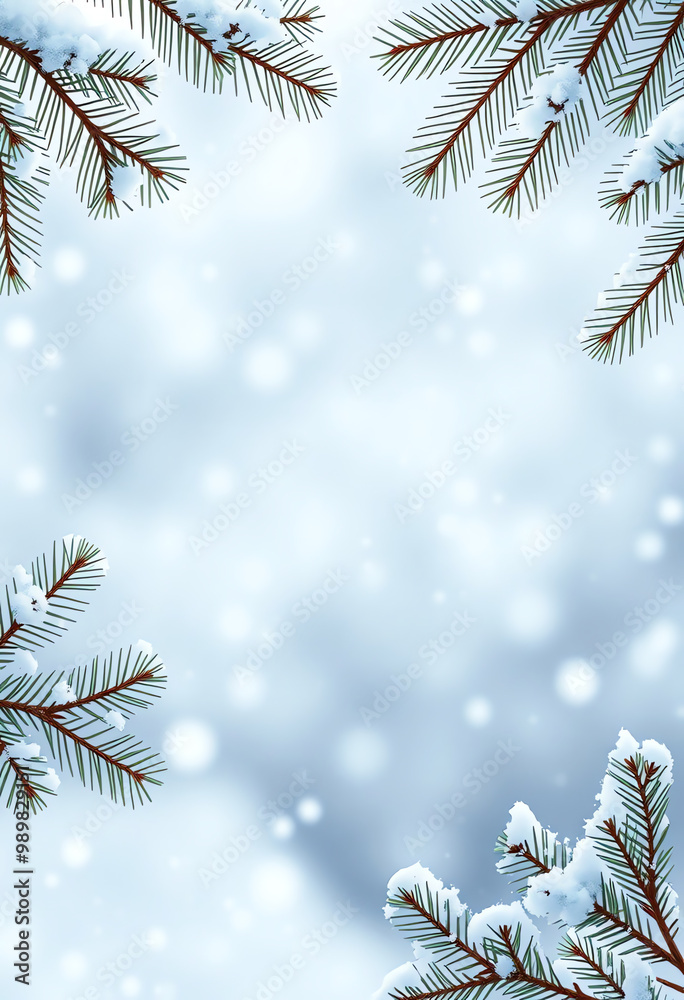 Snowy winter background with fir branches and copy space Snowy winter background with fir branches and copy space
