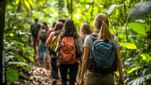 Exploring Biodiversity: Eco-Tourists on Sustainable Nature Trail in Rainforest