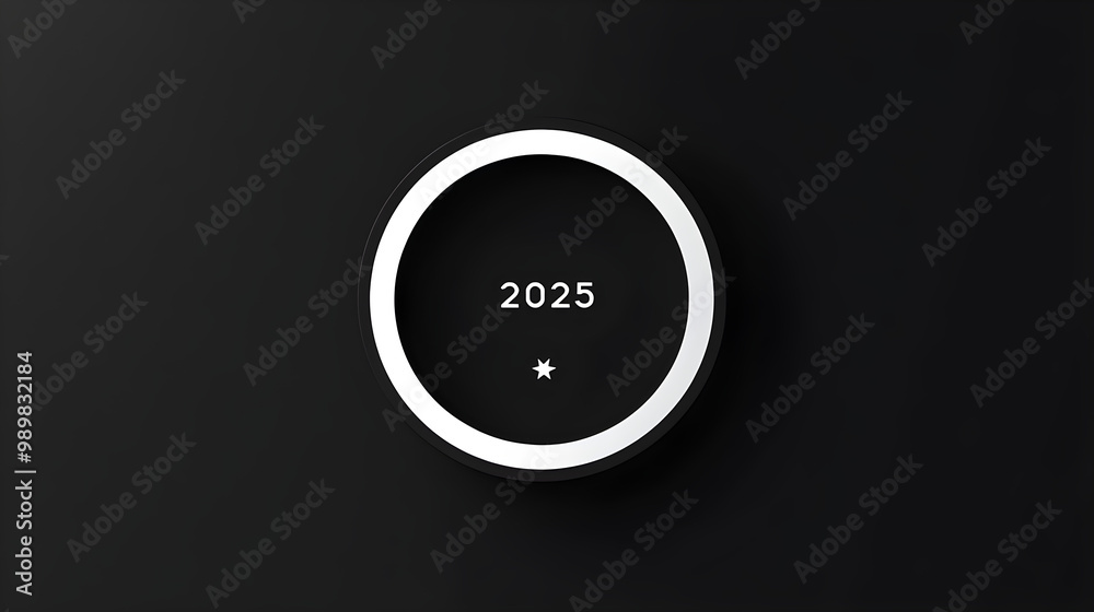 2025 in a circular minimalist shape with the zero represented as a small icon 2025 in a circular minimalist shape with the zero represented as a small icon