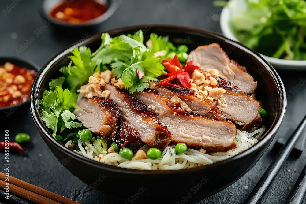 Delicious Vietnamese Rice Noodle Salad with Grilled Duck Delicious Vietnamese Rice Noodle Salad with Grilled Duck