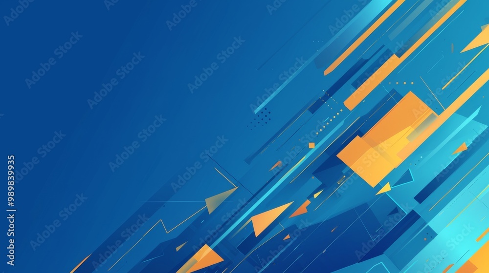 Flat vector geometric background featuring blue, green, and yellow triangles 、 lines and squares Flat vector geometric background featuring blue, green, and yellow triangles 、 lines and squares