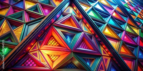 Abstract Triangle Design in Vibrant Colors with Geometric Patterns and Modern Artistic Flair