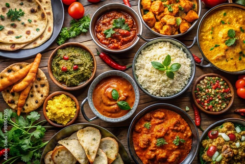 A Colorful Spread of Authentic Indian Cuisine Showcasing Diverse Flavors and Culinary Heritage