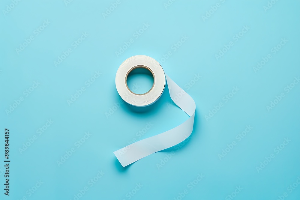 Tape isolated on blue background.