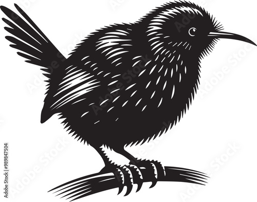 kiwi bird silhouette vector, kiwi bird logo vector, black and white photo