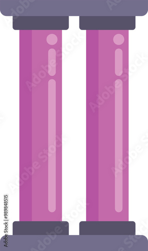 Two pink columns supporting an element of architecture with simple bases and capitals