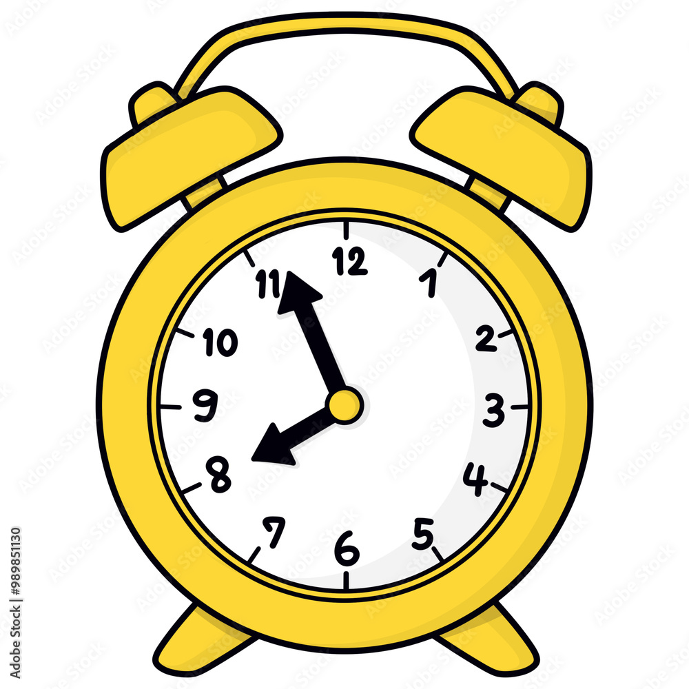 Yellow alarm clock cartoon illustration Yellow alarm clock cartoon illustration