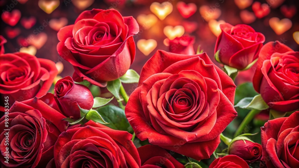 Obraz premium Beautiful Red Roses Surrounded by Hearts for Romantic and Love-Themed Projects and Designs