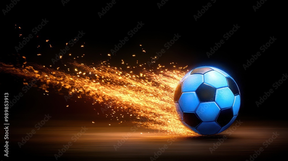 Fototapeta premium Soccer ball with motion blur and sparks