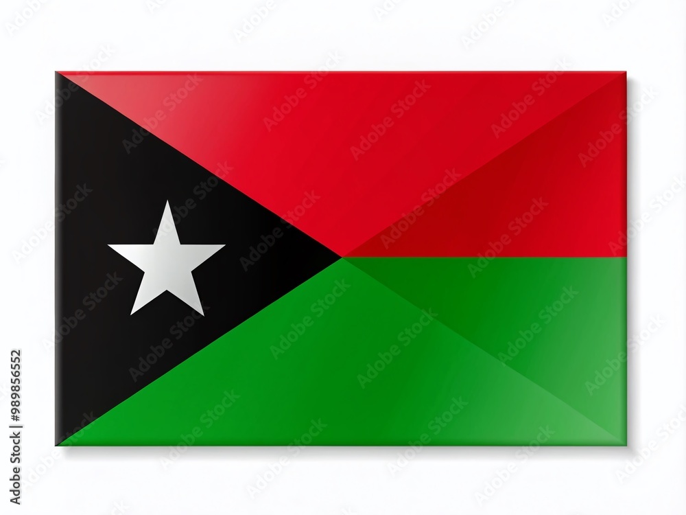 Black Red Green Flag Featuring Blue Triangle and Star Symbol on a Clear Background for Design Use Black Red Green Flag Featuring Blue Triangle and Star Symbol on a Clear Background for Design Use