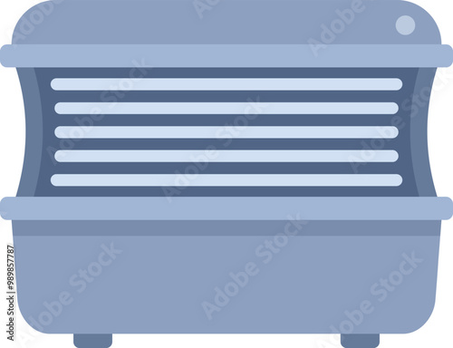 Horizontal solarium tanning bed emitting uv light, offering a controlled tanning experience in a tanning salon