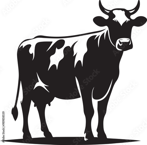  create a cow silhouette vector style with white background