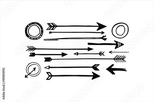 set of hand-drawn vector illustration arrow doodles art 