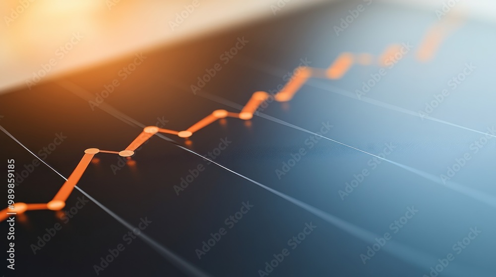 Naklejka premium Detailed line graph illustrating steady GDP growth over time, clean white background with subtle shadows highlighting the upward trend, professional economic analysis visualization.