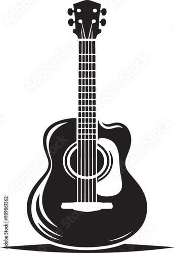 create a guitar silhouette vector style with white background