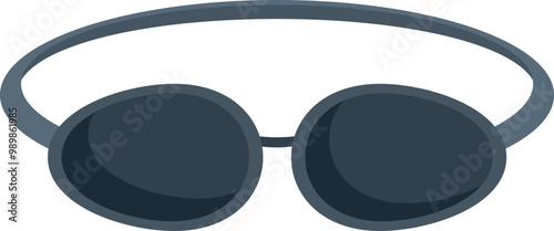 Simple vector illustration of swimming goggles with black lenses and strap isolated on white background