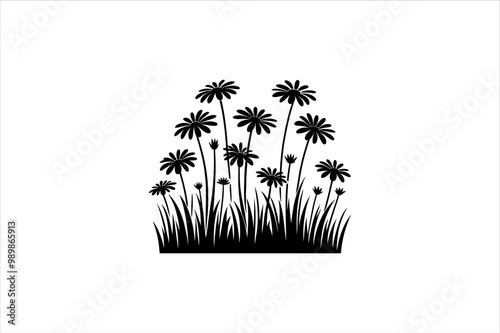 Vector Silhouettes of Wild Flowers. Wildflower Silhouette vector Clipart.