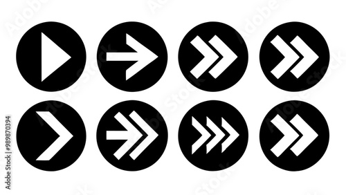 Arrow icons group. Set of black arrows symbols with blend effect. Chevron symbols. Vector isolated on white background.