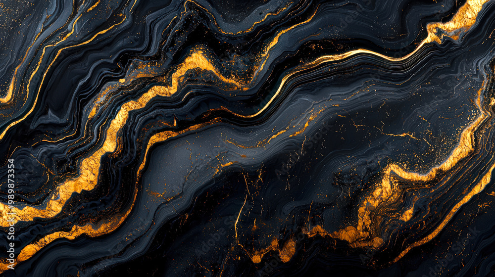 A luxurious design background. The wall is made of black and gold marble with gold veins. Golden rivers of lava run through the scorched earth. The volcanic pattern A luxurious design background. The wall is made of black and gold marble with gold veins. Golden rivers of lava run through the scorched earth. The volcanic pattern