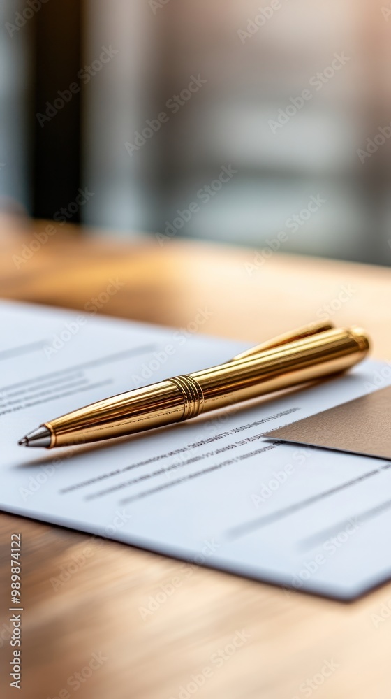 A business loan agreement document with a pen and business card on a wooden desk A business loan agreement document with a pen and business card on a wooden desk
