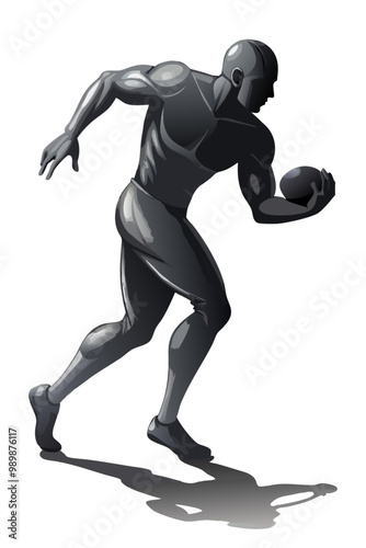 Silhouette of a football player rugby american vector image, isolated on white bckground
