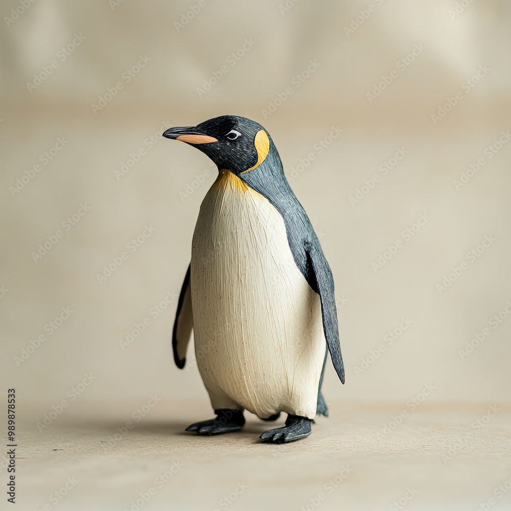 Fototapeta premium penguin isolated on paper background