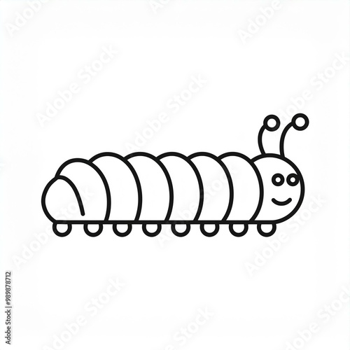 caterpillar black line icon isolated on a white