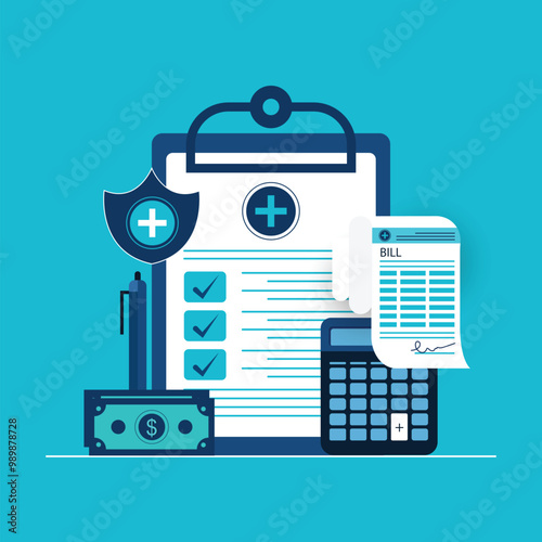 Hospital Medical Billing Service with Health Insurance Form concept