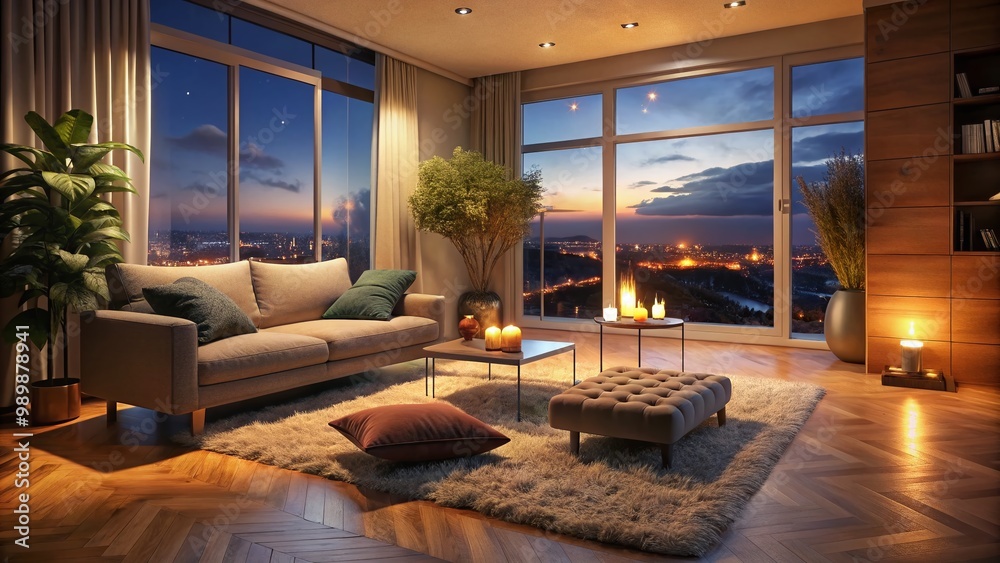 Fototapeta premium Cozy Foot Resting Comfortably on Soft Carpet in a Warm and Inviting Living Room Environment