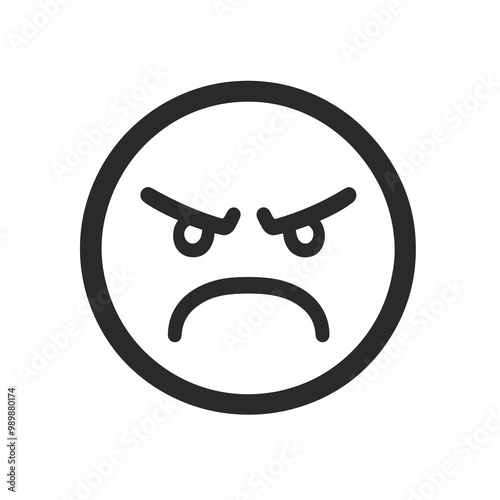 This graphic features a simple line art representation of an angry Disgusted face, showcasing emotions with a minimalist design ideal for digital use and user interfaces