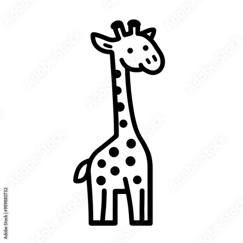 This icon showcases a stylized giraffe in a minimalist design, emphasizing clear lines and bold shapes suitable for digital and print applications