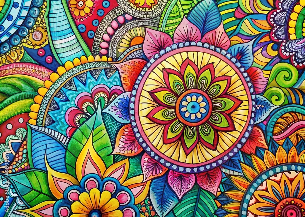 Fototapeta premium Creative Zen Doodle Concepts for Inspiration in Drawing and Art Therapy Using Intricate Patterns