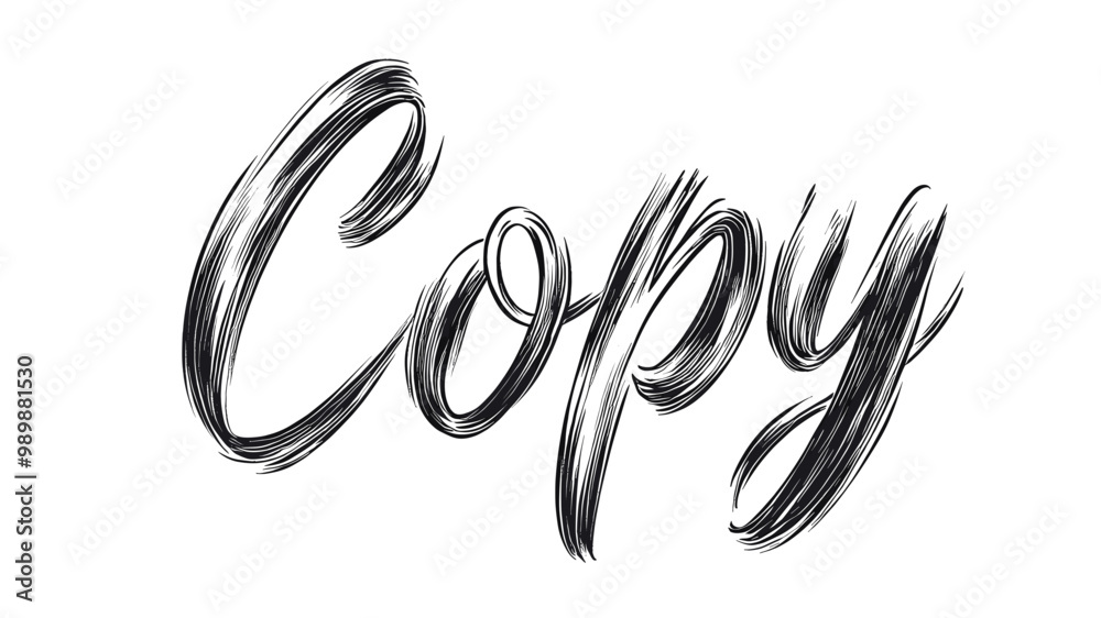 Naklejka premium Stylized text highlights the word 'Copy' in an artistic line style, perfect for graphic design, digital marketing, or branding projects needing a creative touch
