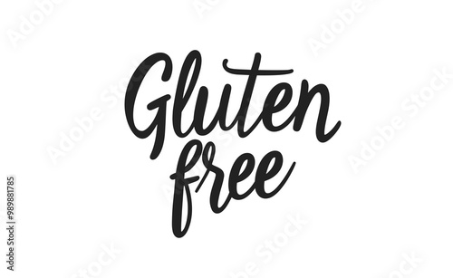 This simple yet elegant design features the phrase gluten free in a stylish font, perfect for promoting dietary products and healthy living