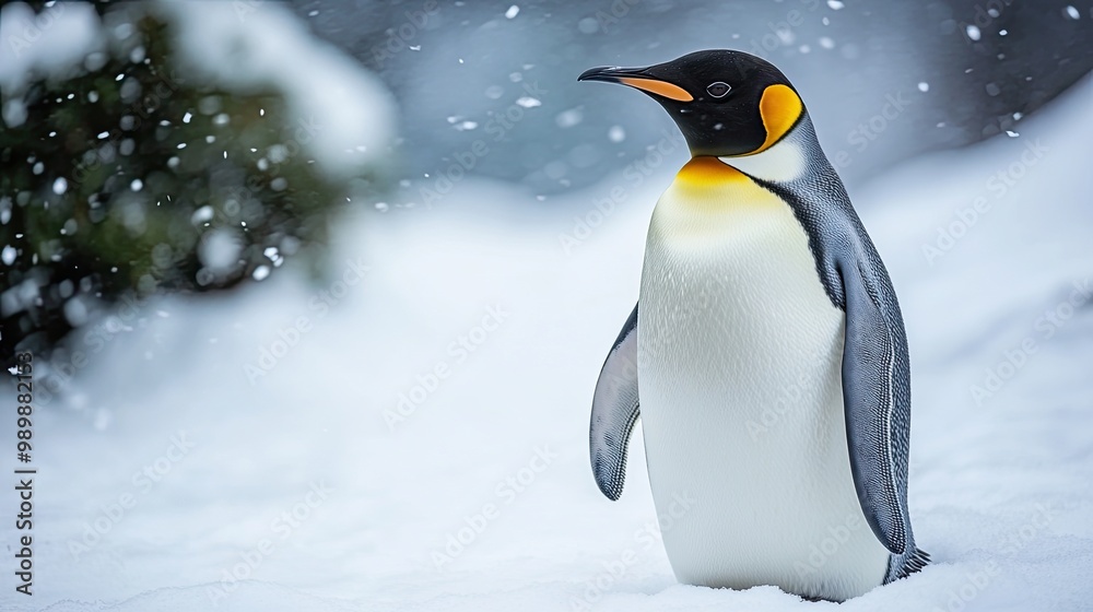 Fototapeta premium penguin isolated on winter background