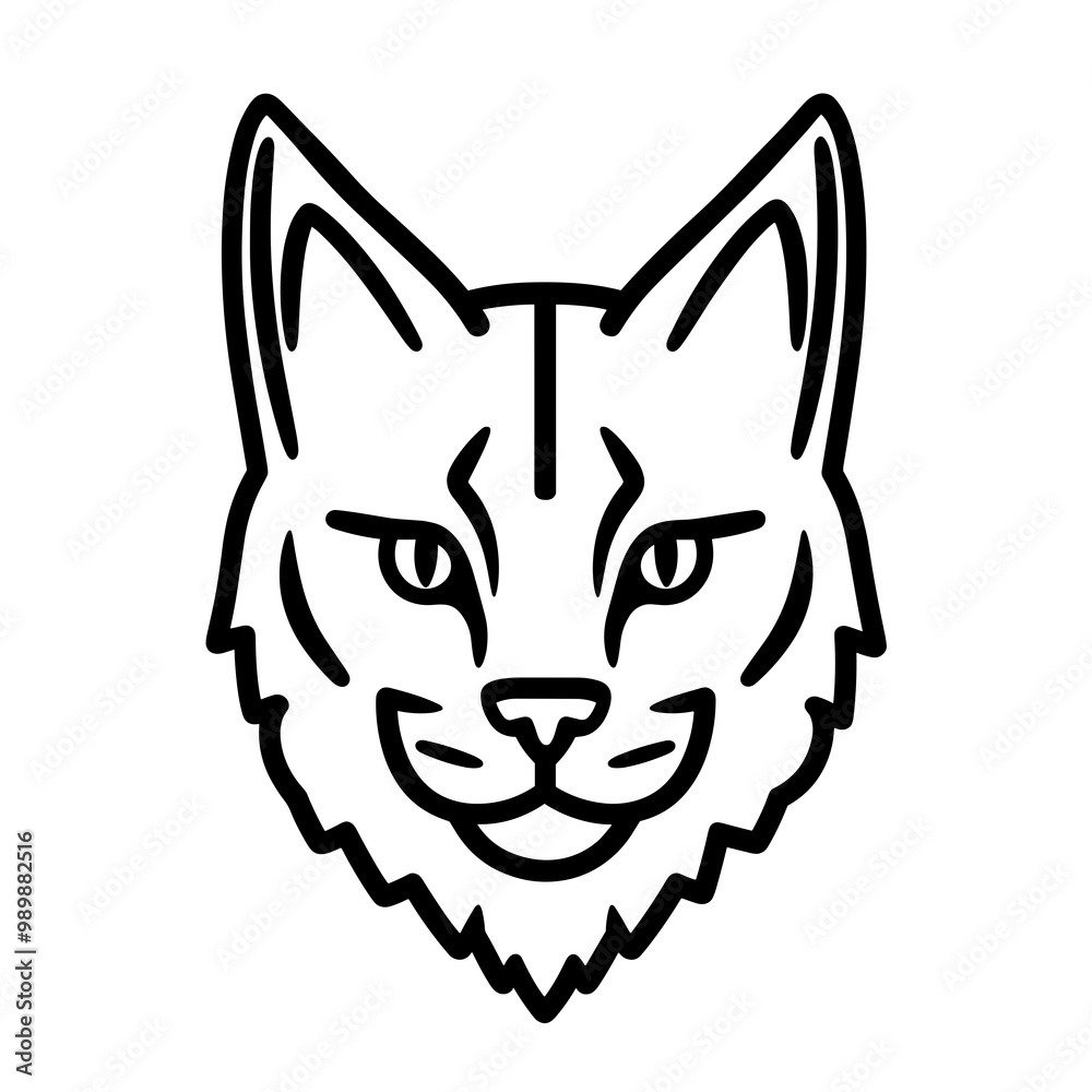This design features a black and white, minimalistic line art representation of a lynx head, perfect for icons, logos, or decorative purposes, Lynx This design features a black and white, minimalistic line art representation of a lynx head, perfect for icons, logos, or decorative purposes, Lynx