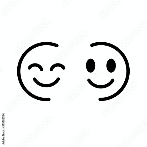 This simple vector icon illustrates feelings through a minimalist approach, showcasing smiling faces to convey happiness and contentment effectively