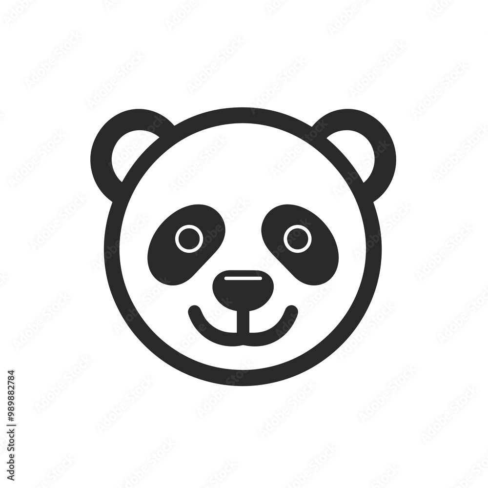 This design features a simplistic black line icon of a panda head, ideal for use in interfaces, apps, or graphics requiring a playful animal representation This design features a simplistic black line icon of a panda head, ideal for use in interfaces, apps, or graphics requiring a playful animal representation