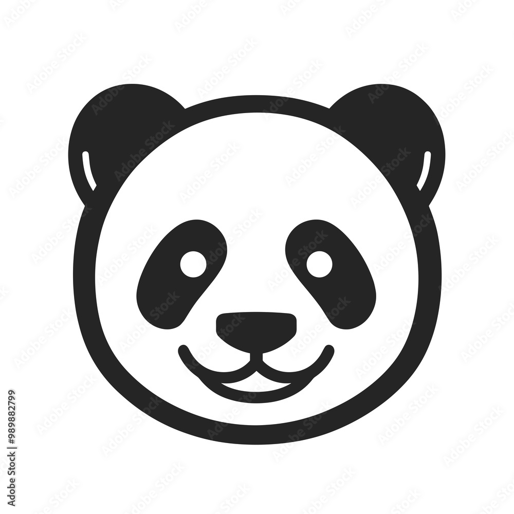 This design showcases a minimalist black line icon of a panda's face, emphasizing simplicity and charm, making it perfect for various digital and print applications This design showcases a minimalist black line icon of a panda's face, emphasizing simplicity and charm, making it perfect for various digital and print applications