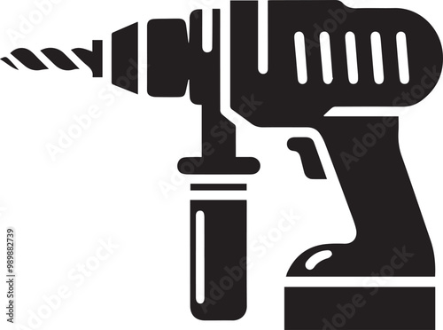 drill silhouette vector icon, drill silhouette vector logo, black and white