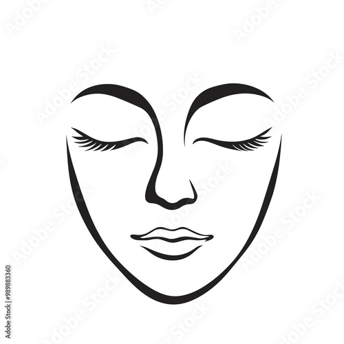 This icon showcases a simple, elegant representation of a face with closed eyes and delicate lines, perfect for various design applications and branding