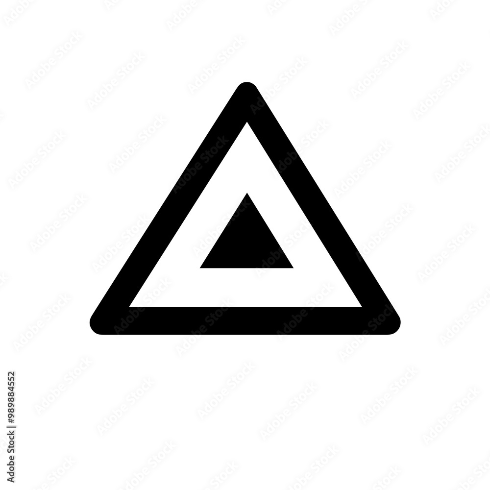 This graphic features a minimalist black line drawing of a triangle containing a smaller inner triangle, ideal for user interface design and digital projects This graphic features a minimalist black line drawing of a triangle containing a smaller inner triangle, ideal for user interface design and digital projects