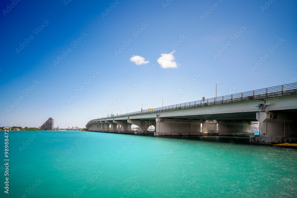Macarthur Causeway Bridge Miami east view from north side Macarthur Causeway Bridge Miami east view from north side