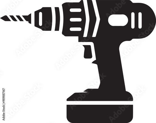 drill silhouette vector icon, drill silhouette vector logo, black and white