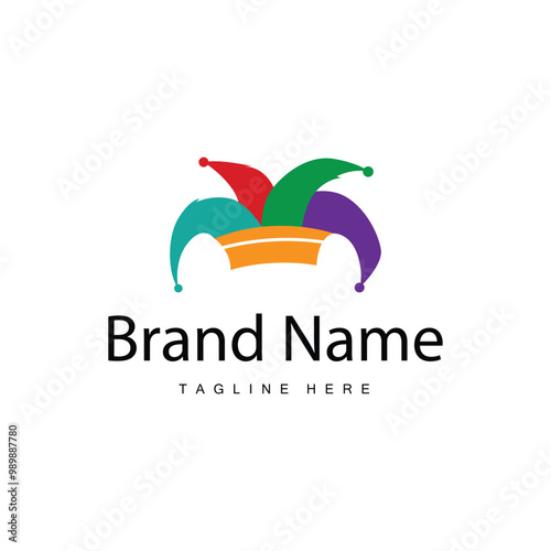 Simple colorful clown hat logo simple circus comedian equipment design template illustration