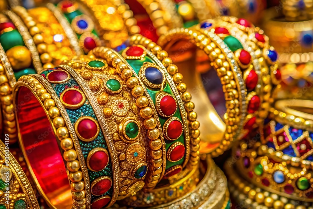 Fototapeta premium Elegant Bala Nepali Gold Bangles Design Showcasing Traditional Craftsmanship and Cultural Heritage