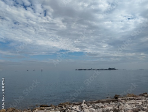 Views of the sea and blue sky also block the waves photo