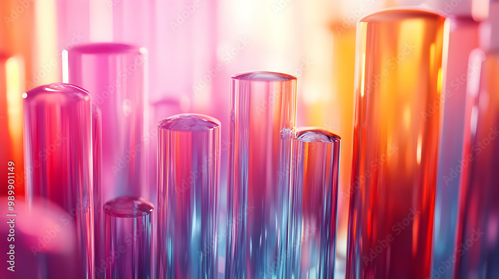 Abstract Background of Colorful Glass Tubes with a Vibrant Glow Abstract Background of Colorful Glass Tubes with a Vibrant Glow
