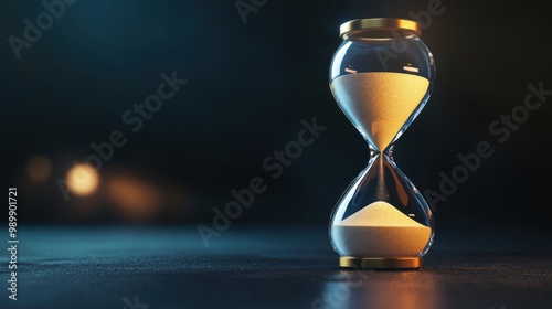A sand timer is sitting on a table